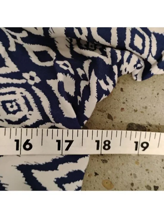 Beachlunchlounge S Dress Blue & White 3/4 Sleeve High Low Above the Knee Viscose - Picture 5 of 9